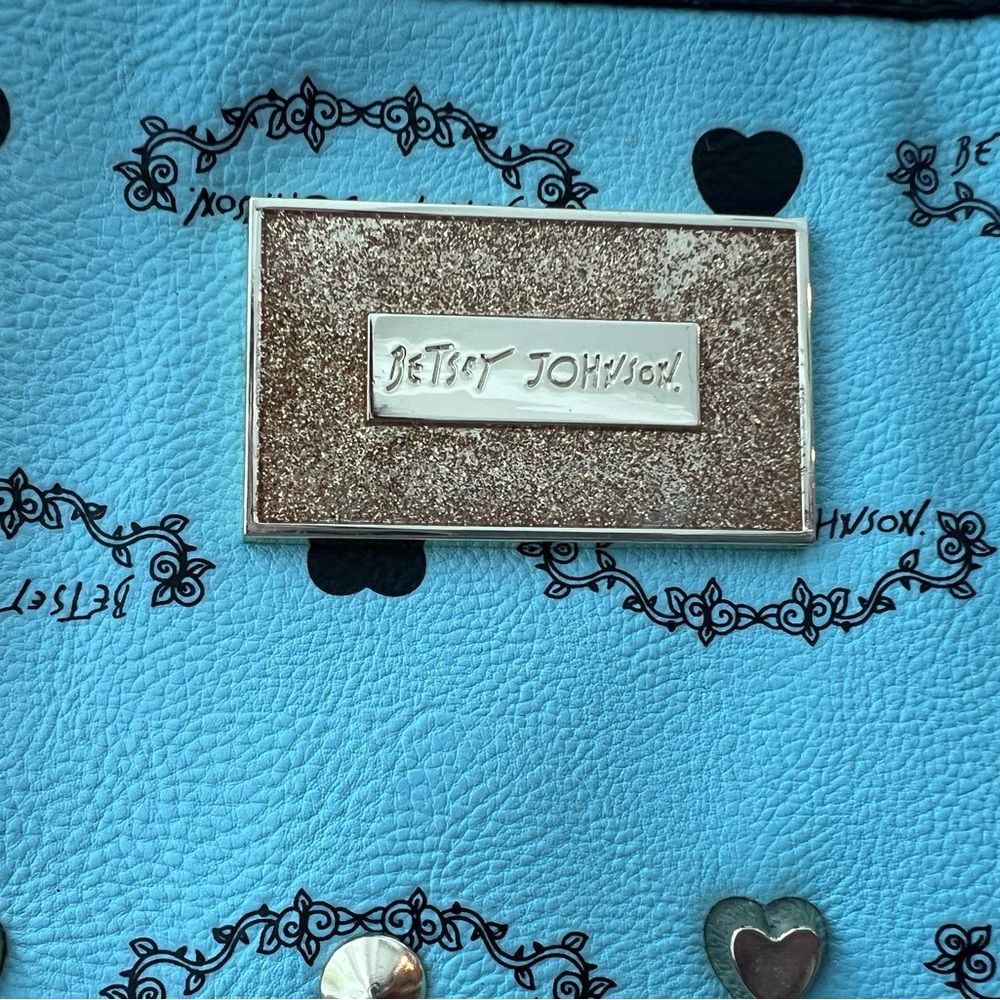 Betsey Johnson Teal Tote Bag with Gold Accents - Picture 2 of 16